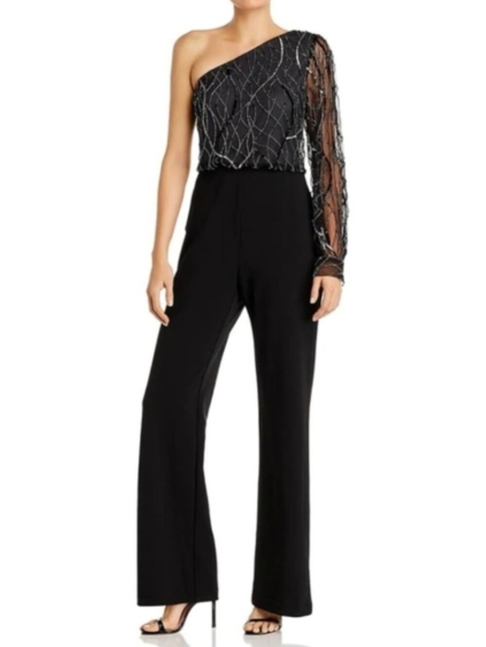 🔥Aidan Mattox Embellished One Shoulder Jumpsuit